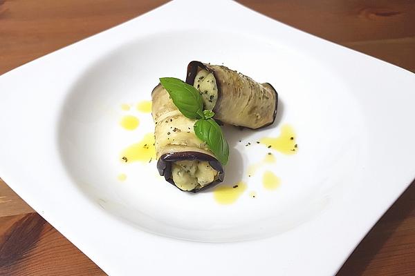 Eggplant Rolls Filled with Potato and Basil Cream