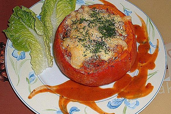 Filled and Baked Hokkaido Pumpkin with Peach and Potatoes