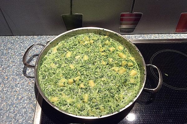 Gnocchi with Spinach Leaves