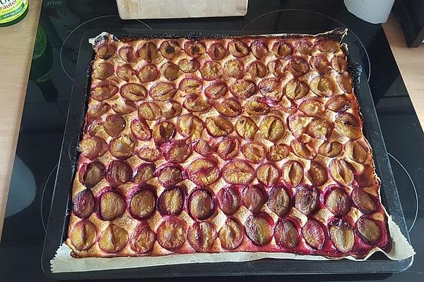 Great-grandma`s Plum Cake from Tray with Batter