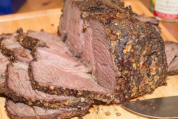 Grilled Roast Beef from High Rib with Mustard Crust