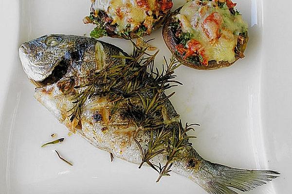 Grilled Sea Bream with Stuffed Mushrooms
