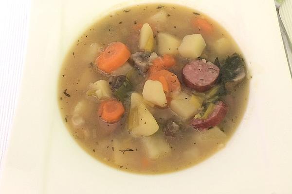 Hearty Potato and Mushroom Soup with Sausages
