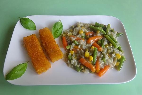 Herb and Vegetable Risotto with Fish Fingers