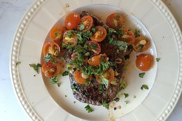Herb Steak with Melted Tomatoes