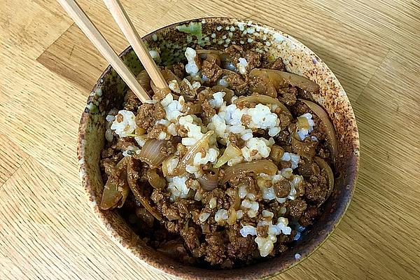 Japanese Rice Pot with Beef and Onions