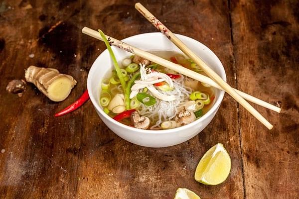 Konjac Noodle Soup with Chicken and Peppers