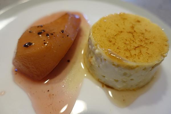 Laurel Crème Caramel with Pears