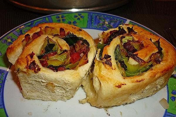 Leek Snails Made from Yeast Dough