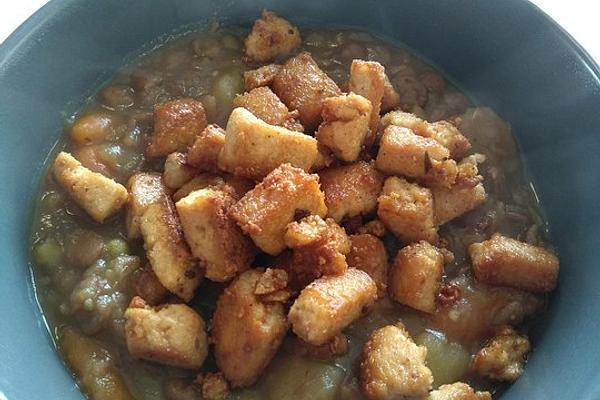 Lentil Stew with Crispy Tofu