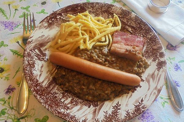 Lentils with String Sausages