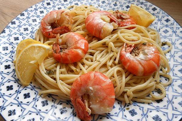 Marinated Prawns with Ribbon Noodles