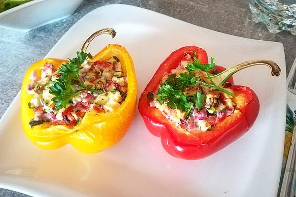 Oven Peppers with Zucchini and Feta Filling