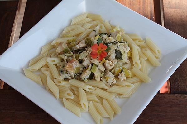 Pasta with Trout in Fennel Leek