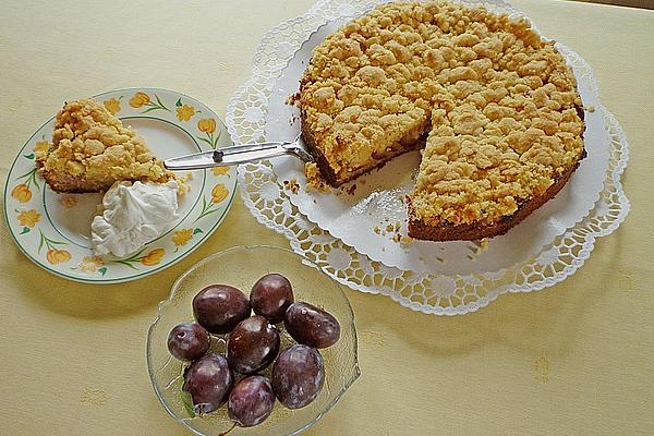 Plum Cake with Marzipan and Sprinkles