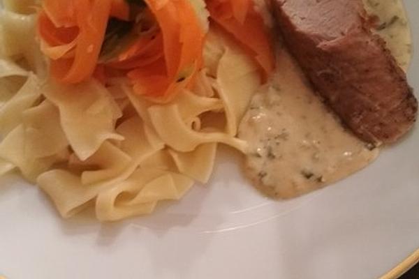 Pork Fillet with Vegetable Parsley and Cream Cheese Sauce