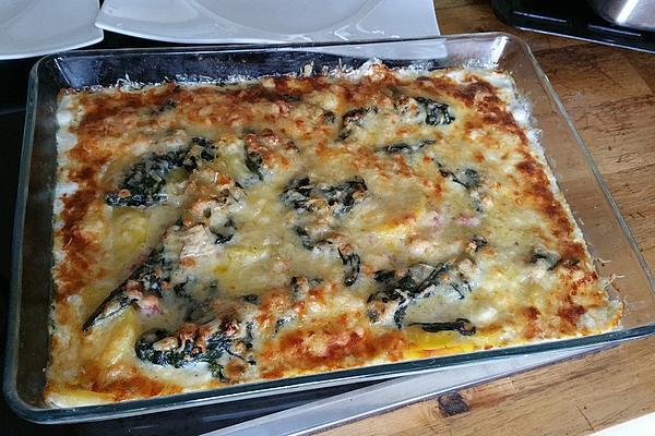 Potato Gratin with Spinach and Bacon