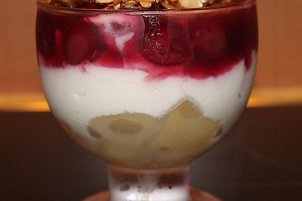 Quark Dessert with Pears and Cherries