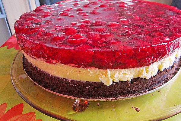 Raspberry Cake with Sour Cream on Tray