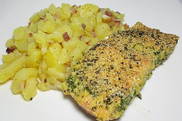 Salmon in Polenta and Herb Breading