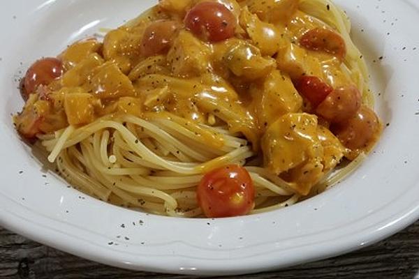 Spaghetti Nests with Salmon Cream