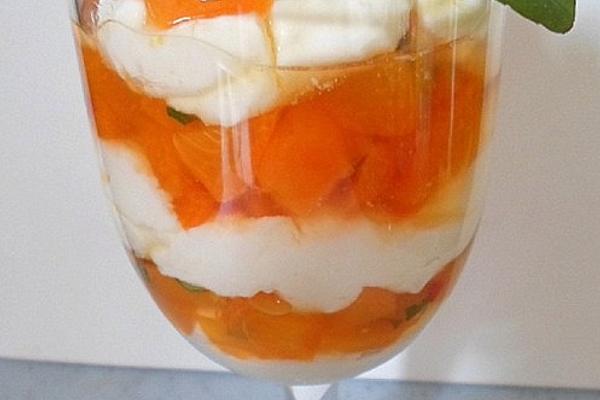 Spicy Apricots on Almond Custard Curd