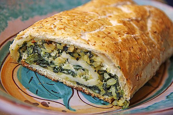 Spinach Strudel with Bulgur and Sheep Cheese