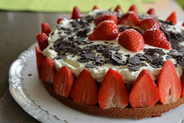 Strawberry Cake with Chocolate Base