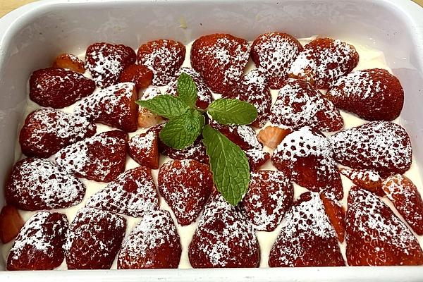 Strawberry Tiramisu with Passion Fruit and Orange Cream