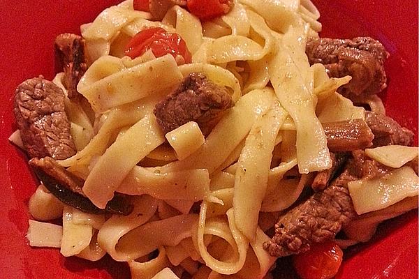 Tagliatelle with Beef Fillet Tips and Porcini Mushrooms