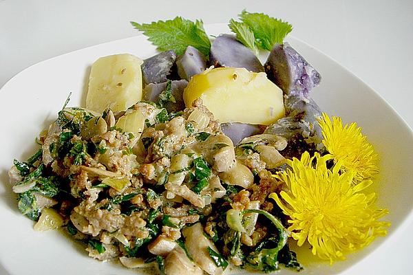 Truffle Potato with Spring Herbs – Mushroom Pan