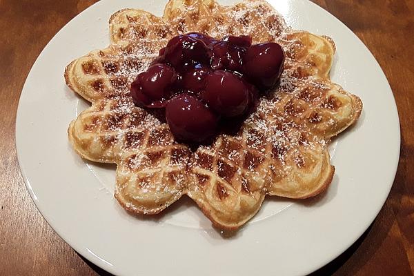 Waffles and Hot Cherries