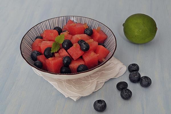 Watermelon Salad with Blueberries and Candied Ginger