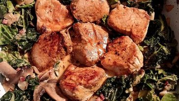 Baked Pork Medallions on Pointed Cabbage