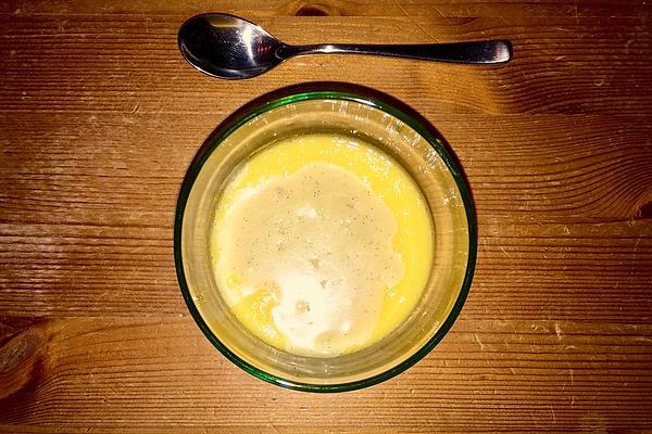 Yogurt Mousse with Butterscotch Sauce and Mango Puree
