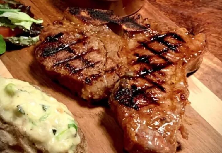 American Style Marinated T-Bone Steak with Jacket Potatoes