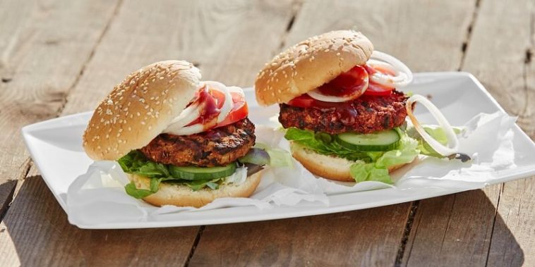 Cumin Sweet Potato &amp; Black Bean Burger with Saffron Sauce, by Samah Dada